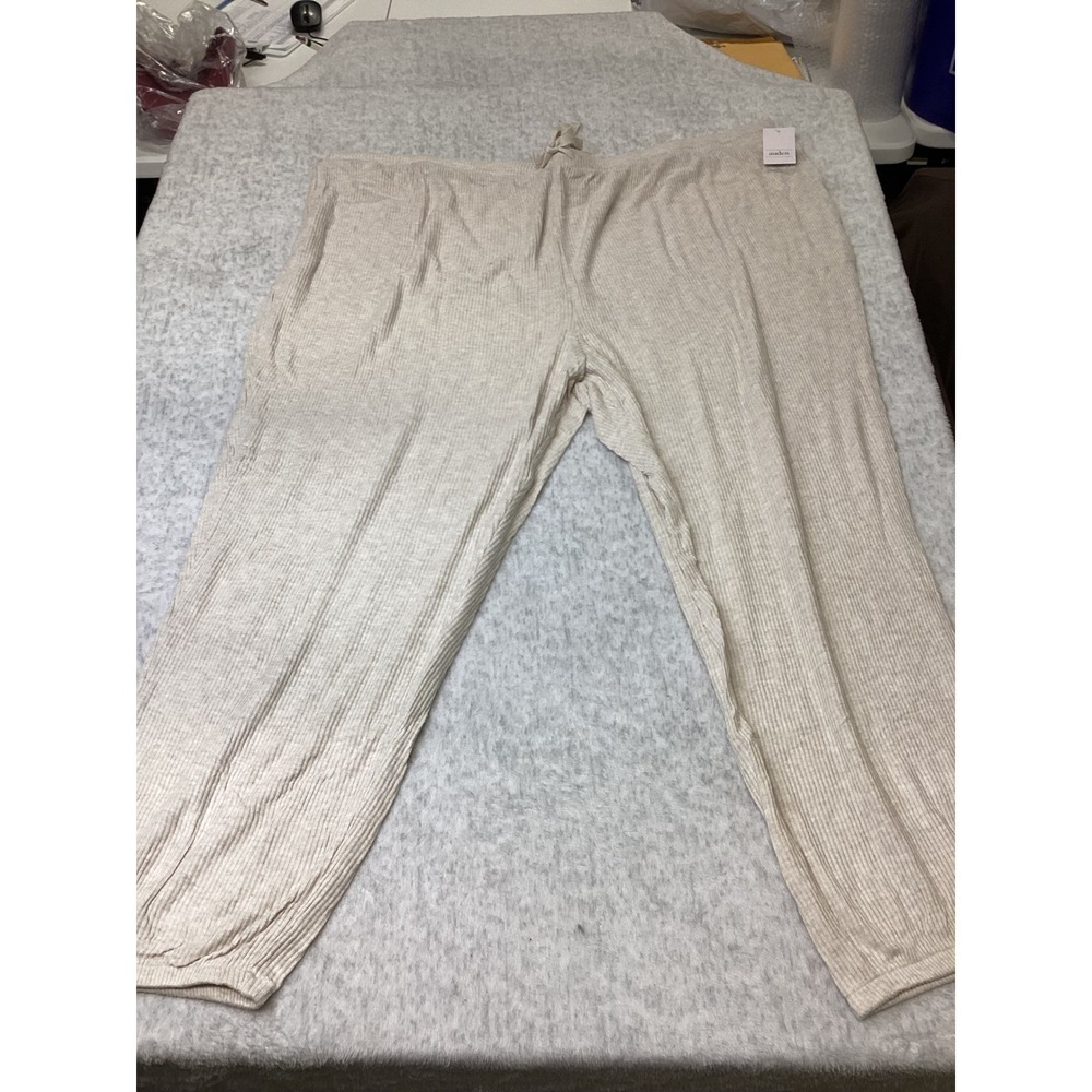 Auden Women Plus 4X Oatmeal Ribbed Knit Jogger Lounge Pajama Pants NWT.